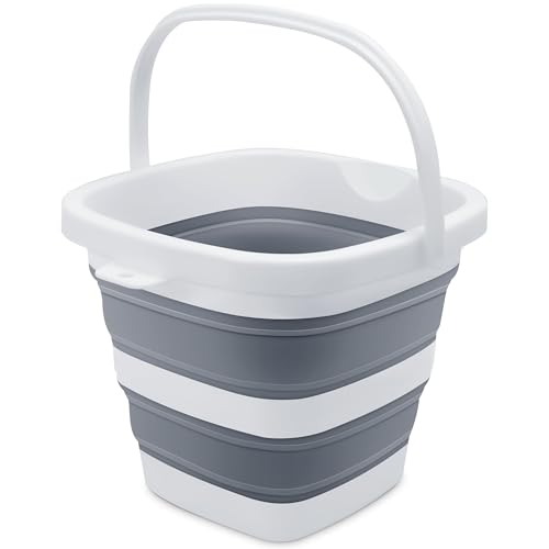 Goderewild Small Collapsible Bucket, 1.4Gal/5L BPA-Free - Foldable Water Pail for Car Washing, Camping, Beach - Portable Lightweight Storage for Outdoor, RV, Travel (Grey) - color: Grey - 5l