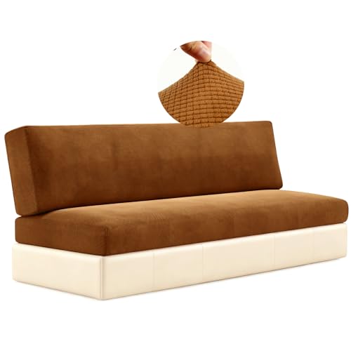 2 Piece RV Couch Covers for Sofa Bed, Stretch Elastic Camper Slipcover for RV Jackknife Sofa Bed, Washable Anti-Slip Furniture Protector, Pet Friendly & Wrinkle Free (Brown) - color: Brown