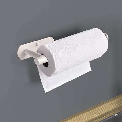 VAEHOLD Adhesive Paper Towel Holder Under Cabinet Wall Mount for Kitchen Paper Towel, Paper Towel Roll Holder Stick to Wall, Stainless Steel - Brown - color: Beige