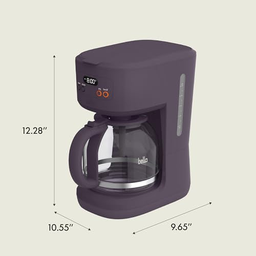 bella 12 Cup Programmable Coffee Maker, Reusable Dishwasher Safe Accessories, Easy LCD display, Auto Shutoff, 900 watt, Plum - color: Plum
