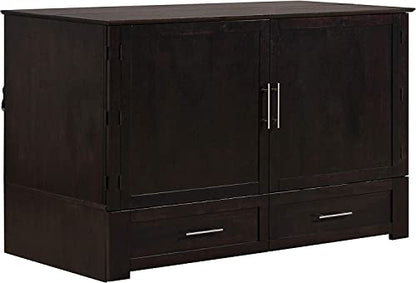 Daily Delight Murphy Cabinet Chest Bed with Charging Station & 6" Memory Foam Mattress, Queen (Java) - color: Java