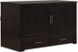 Daily Delight Murphy Cabinet Chest Bed with Charging Station & 6" Memory Foam Mattress, Queen (Java) - color: Java