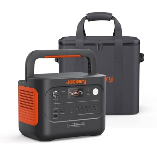 Jackery Explorer 1000 v2 Portable Power Station and Carrying Bag, 1070Wh LiFePO4 Battery,1500W AC/100W USB-C Output, 1 Hr Fast Charge, Solar Generator for for Outdoor, Camping - style: E1000v2+Carrying Bag