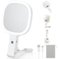 Gospire 6.8" Travel Vanity Mirror, 3-in-1 Hanging/Handheld/Desktop Use with Dual-Side Buttons, 1X/10X Magnification, 3-Color Dimmable LED, Auto Memory + Velvet Pouch (White) - color: White