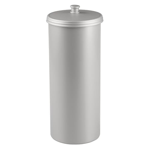 iDesign Freestanding Bathroom Toilet Paper Storage Holder, Silver | With Lid, For 3 Extra Rolls - color: Silver, size: Pack of 1, style: Lid with Handle