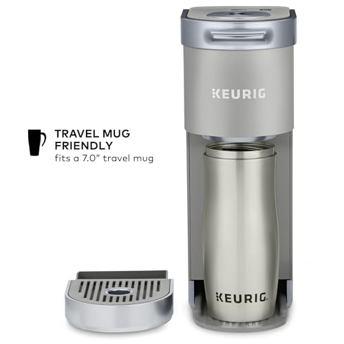 Keurig K-Mini Plus Single Serve K-Cup Pod Coffee Maker, with 6 to 12oz Brew Size, Stores up to 9 K-Cup Pods, Travel Mug Friendly, Studio Gray