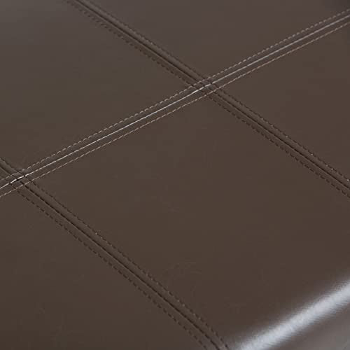 SIMPLIHOME Dover Storage Ottoman Bench - 36 inch Wide Upholstered Vegan Leather Rectangular Lift-Top Ottoman in Chocolate Brown, Contemporary Bench for Living Room with Safety Hinges - color: Chocolate Brown
