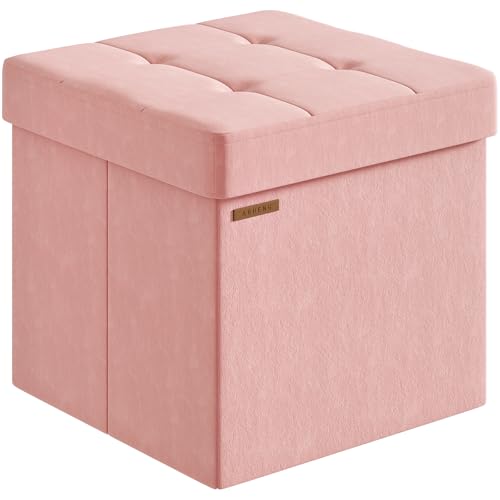ABHENG Folding Storage Ottoman, Velvet Storage Bench, Footrest, Footstool, for Living Room, Bedroom and Office,15 x 15 x 15 Inches, 300 kg Load Capacity,Jelly Pink,UASND04P - color: Jelly Pink, size: 15 x 15 x 15 Inches