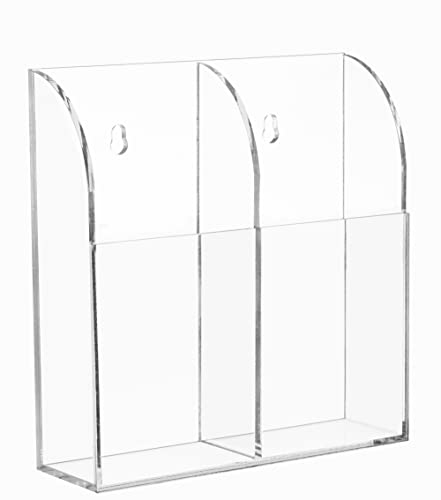 HBlife Acrylic Remote Control Holder Organizer, Clear Wall Mount Caddy for TV, Bedside - 2 Compartments - style: 2 Compartment
