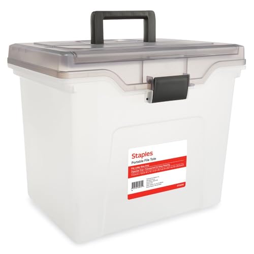 STAPLES File Box File Portable Tote, Letter Size, Clear, 2/Pack - color: Clear, size: 2 Pack, style: Portable