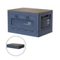 Foldable Closet Box Car Storage Container Camping Folding Storage Box Wood Lid Camping Storage Bin - color: Blue-27L