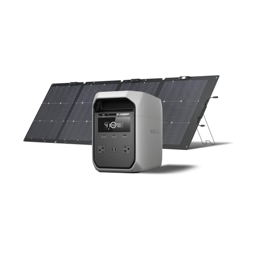 EF ECOFLOW Solar Generator DELTA 3 Classic with 220W Solar Panel, 1024Wh LiFePO4 Battery Portable Power Station, 1800W AC/100W USB-C Output (3600W Surge), 1 Hr Fast Charge for Home, Camping, RV - style: DELTA 3 Classic+220W