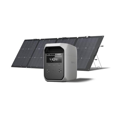EF ECOFLOW Solar Generator DELTA 3 Classic with 220W Solar Panel, 1024Wh LiFePO4 Battery Portable Power Station, 1800W AC/100W USB-C Output (3600W Surge), 1 Hr Fast Charge for Home, Camping, RV - style: DELTA 3 Classic+220W