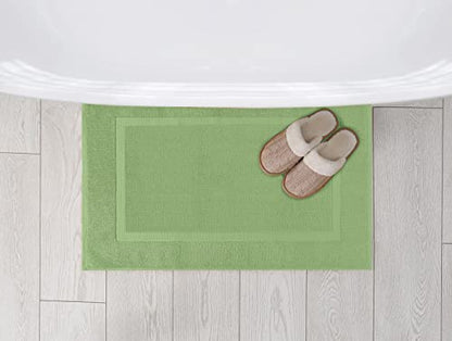 Utopia Towels Cotton Banded Rug, Bath Mats, Not a Bathroom Rug, 21 by 34 Inches, 100% Ring Spun Cotton, Highly Absorbent Shower Bathroom Floor Mat,Sage Green, 2 Pack - color: Sage Green