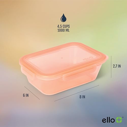 Ello Snap & Nest 10-Piece 4.5 Cup Plastic Meal Prep Set, Reusable Food Containers for Healthy Eating, Freezer, Dishwasher Safe, Cactus Blooms - color: Cactus Blooms, size: Meal Prep