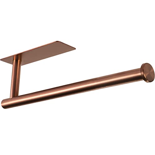 theaoo Rose Gold Paper Towel Holder - Under Cabinet Paper Towel Holder for Kitchen, Adhesive Paper Towel Roll Rack for Bathroom Towel, Wall Mounted Paper Towel Rack, SUS304 Stainless Steel - color: Rose Gold
