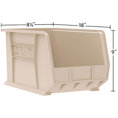 Akro-Mils 30265 AkroBins Plastic Storage Bins, Space-Saving Stackable Bins for Garage, Pantry, Craft Organization, 18-" x 8.25-" x 9-", Red, 6-Pack - color: Red