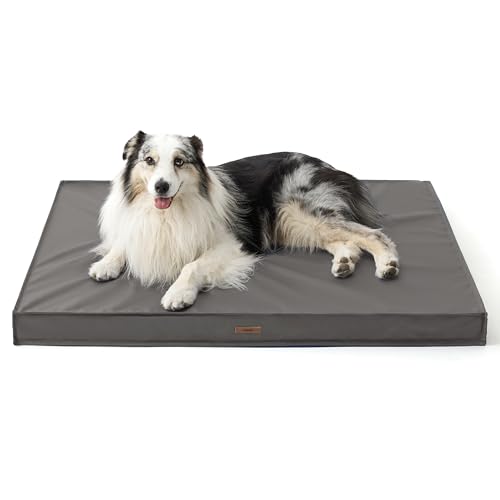 LE SURE Outdoor Waterproof Dog Bed for Large Dogs, Orthopedic Egg Crate Foam Pet Bed with Oxford Fabric Surface and Removable and Durable Cover, Machine Washable, 36''x27'', Grey - color: Grey, size: 36"L x 27"W x 3"Th
