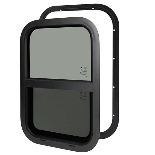 NOVINO RV Windows for Cargo Trailer, 15" W x 22" H RV Camper Cargo Trailer Windows Replacement, Vertical Sliding,Fit 15/16" or 1-3/8" Thick Wall,Allow Error 1/16”,DOT Approved - size: 15"W x 22"H