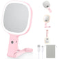 Gospire 6.8" Travel Vanity Mirror, 3-in-1 Hanging/Handheld/Desktop Use with Dual-Side Buttons, 1X/10X Magnification, 3-Color Dimmable LED, Auto Memory + Velvet Pouch (Pink) - color: Pink