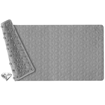 Non Slip Bathtub Mat for Bath Tub Shower - Natural Rubber Mat with Suction Cups - Large Soft Bathroom Safety Mat - Unique Diamond Pattern - Fatigue Relief - Machine Washable - 17 × 35 Inch - color: Gray, size: 35" x 17" (Rectangular)