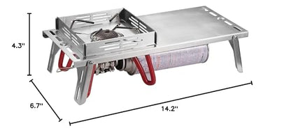 CAMPINGMOON Solo Camping Table Small Tabletop Heat Shield Windshield Stainless Steel Lightweight Compact with Storage Bag for ST-310 Alcohol Stove SK-310CP (Silver-JP) - color: Silver-JP