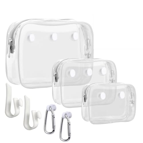 3 Packs Clear Bogg Beach Tote Bag with 2 Pack Insert Hooks Accessories for Bogg Bags Travel Makeup Clean Toiletry Brush Organizer Cosmetic Divider Storage Inner Pouch - color: White