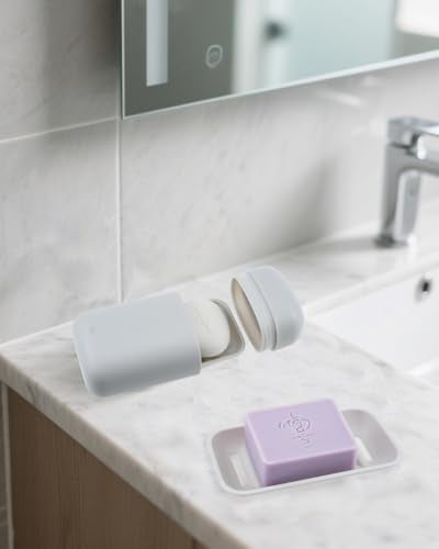 2PCS Leakproof Travel Soap Case with Draining Layer, Portable Soap Container Bar Soap Holder for Traveling Camping Gym Bathroom Shower(Gray)