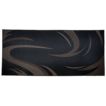 Stylish Camping SD8181 8-Feet x 18-Feet Graphic Swish Outdoor RV Reversible Patio Mat, Black/Brown