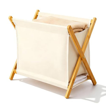 DUMDUM Simple, Eco-Friendly Foldable Laundry Hamper with X-Frame, Multi-Size for Dorm, Bedroom, RV (Beige, Large) - size: Large