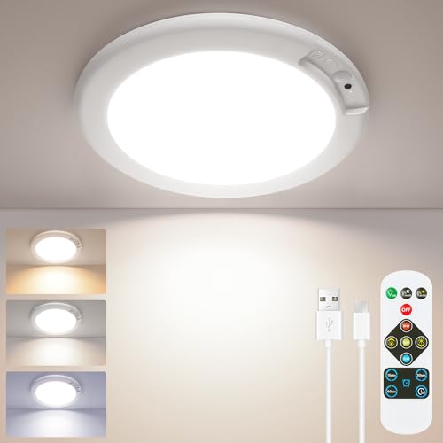 SunRider 4-Pack Rechargeable Motion Sensor LED Ceiling Light with Remote, Cordless Closet Lights Battery Operated, Dimmable 3CCT Magnetic Suction - size: 4 Count (Pack of 1)