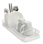SunnyPoint 304 Stainless Steel NeverRust Compact Dish Drying Rack with Utensil Holder & Removable Drain Tray, Rustproof Small Dish Rack for Kitchen Countertop or Over Sink – White - color: Wht