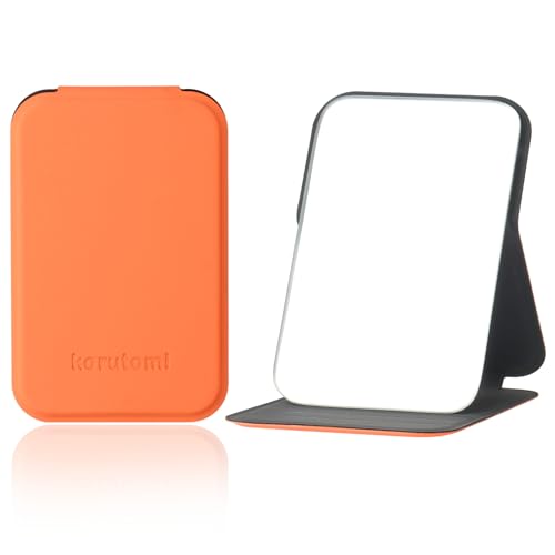 Pocket mirror,Travel Makeup Mirror,Ultrathin Ultralight , Portable,Handheld, Compact mirror, Travel Mirror ,Hand mirror for Camping ,Home,Office,Small Mirror for Pocket and bag,Good for Gift (Orange) - color: Orange