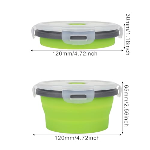 2pcs Collapsible Dog Bowls, Silicone Food & Water Travel Bowl with Lid Portable Expandable Pet Feeding & Drinking Cup/Saucer for Walking, Kennels, and Camping 350ml (Green, Blue) - color: Green, Blue