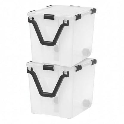 IRIS USA 6 Pack 106 Quart WEATHERPRO Wheeled Plastic Storage Bin Organization Container with Durable Lid, Seal & Secure Latching Buckles, Clear/Black - size: 106 Qt, style: 6 Pack