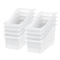 IRIS USA Plastic Book Bin Magazine Holder, 8-Pack, Vertical Standing Connecting Container Box for Office Dorm Study Homework Binder Notebook File Craft Stationery Supplies Organizer Caddy, Clear - size: 8 - Pack, style: Magazine Holder