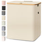 BALEINE Laundry Hamper with Lid, Tall Laundry Baskets with Bamboo Pull Handles, Large Laundry Bin with Internal Support (36 Gal/140L, Beige) - color: Beige, size: 140 liters