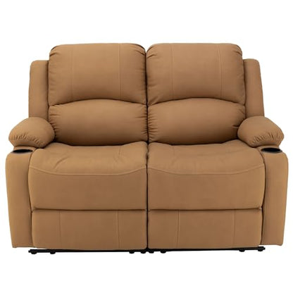 Camper Comfort 58" Wall Hugger Reclining RV Theater Seats | Double Recliner RV Sofa | RV Couch | Wall Hugger Recliner | RV Theater Seating | RV Furniture (Powered, Sand) - color: Sand, style: Powered