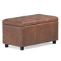 SIMPLIHOME Cosmopolitan Storage Ottoman - 34 inch Wide Upholstered Vegan Leather Rectangle Storage Ottoman Bench in Distressed Saddle Brown, Transitional Tufted Ottoman for Entryway with Lift-Up Lid - color: Distressed Saddle Brown