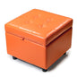 H&B Luxuries Tufted Leather Square Flip Top Storage Ottoman Cube Foot Rest - color: Orange With Storage