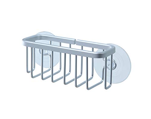 SunnyPoint NeverRust Kitchen Sink Suction Holder for Sponges, Scrubbers, Soap, Kitchen, Bathroom, 6"L x 2.36" W x 2.56"H , Aluminum (Mat Silver, Set of 1) - color: Mat Silver