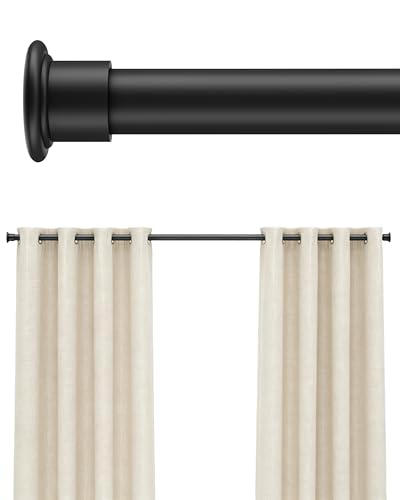 Tension Curtain Rod by EZFurni, 35 to 76 Inches, Spring Loaded Curtain Rods No Drilling, Renter Friendly Tension Rod for Closet, Window, Bathroom, Anti-slip, Screwless, Black - color: Black, size: 35-76 Inches
