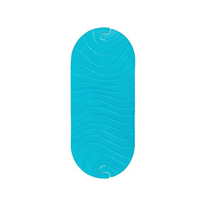 Boon B11192 RIPPLE Textured Non Slip Baby Bath Tub Mat with Hanging Hook and Drain Holes, Blue - style: Ripple