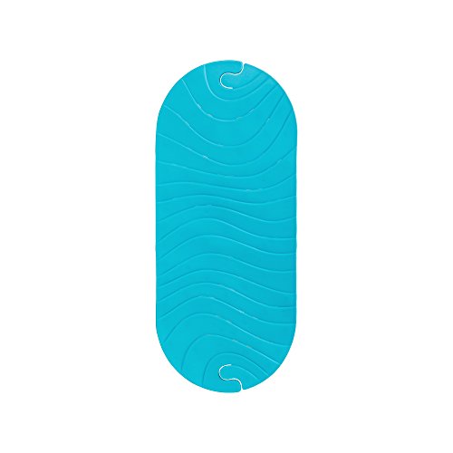 Boon B11192 RIPPLE Textured Non Slip Baby Bath Tub Mat with Hanging Hook and Drain Holes, Blue - style: Ripple