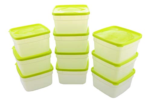 Arrow Freezer Containers, 1 Pint - 10 pk with Lids - Reusable Plastic Food Storage - Prep, Store, Freeze - BPA Free - Dishwasher Safe