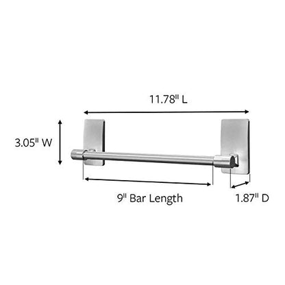 Command Hand Towel Bar Satin Nickel with 4 Water Resistant Command Strips, 9" Hand Towel Holder, Holds up to 3 lb, Great for Bathroom Décor on the Wall, Inside the Cabinet, or in the Shower - size: 1