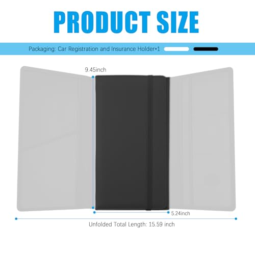 Tri-fold PU Car Registration and Insurance Holder,Multi-Pocket Car Registration and Insurance Card Holder for Cards,Papers,Documents,Portable Cars Document Holders Glove Box (Black)