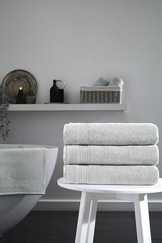 Ozdilek 4-Piece Bath Towels, 27x54, 100% Turkish Cotton, Luxury Quick Dry, Extra Large, Fade-Resistant, Eco-Friendly, Spa Towel, Comfortable (Grey) - color: Grey