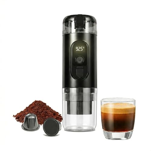 Portable Espresso Maker,Electric Travel Coffee Machine with Self-Heating and 20 Bar Pressure USB-C Rechargeable, Smart Display, 2-in-1 Capsule and Ground Compatible for Camping, RV, Car and Office