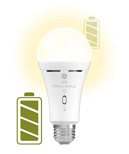 GE LED+ Battery Backup A21 LED Light Bulbs, Rechargeable Light for Power Outages + Flashlight, Soft White (2 Pack) - style: A21